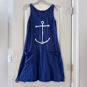 Fresh Produce Nautical Anchor Tank Dress with chore pockets. 100% cotton. Beach